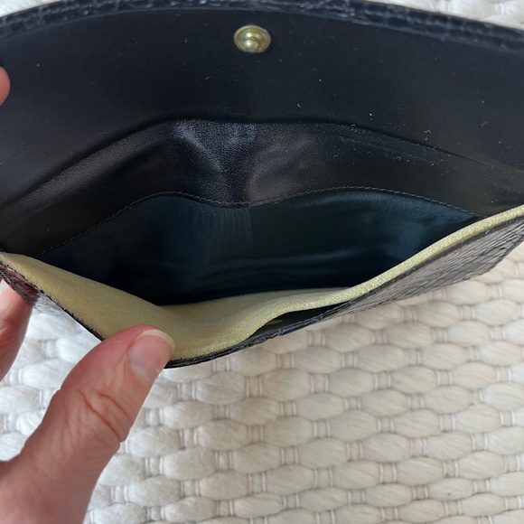 Judith Leiber Black Snakeskin Embossed Long Lady Leather Continental Wallet VTG - Picture 8 of 10